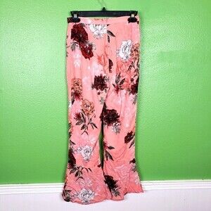 BB Dakota Women's suagr peach floral high rise ruffled bell bottom pants size 0